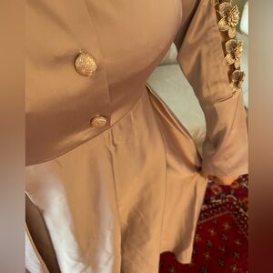 Elegant Satin Long Sleeve Champagne Mauve Dress